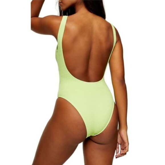TOPSHOP Crinkle Plunge Swimsuit - Picture 2 of 9